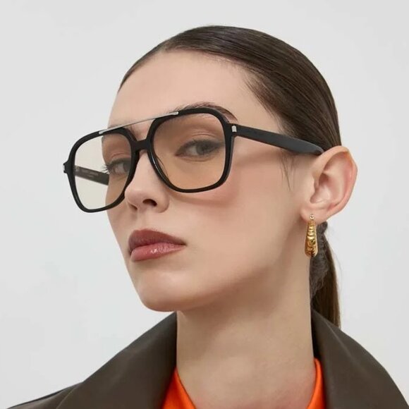 Saint Laurent Men Sunglasses Black Light Yellow Pilot SL545 001 BRAND NEW - Picture 11 of 14